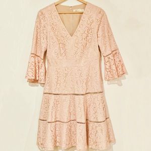 Eliza J Blush Pink Lace Bell Sleeve Dress Size 4